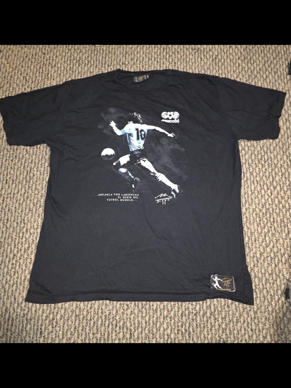 Anvil Black Tee with Light Blue Soccer Graphic - Men